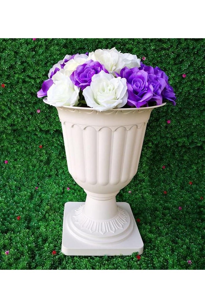 LINGWEI Plastic Flower Pots for Front Door, Porch, Wedding Decor | Plastic Planter for Indoor/Outdoor Use White - Image 4