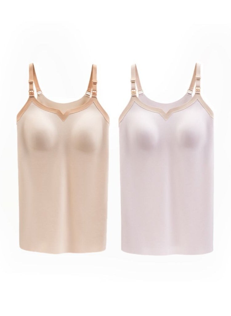 Pregnant Women's Large-Size Front-on UV-proof Nursing Vest Without Underwire 2-PACK - Image 1
