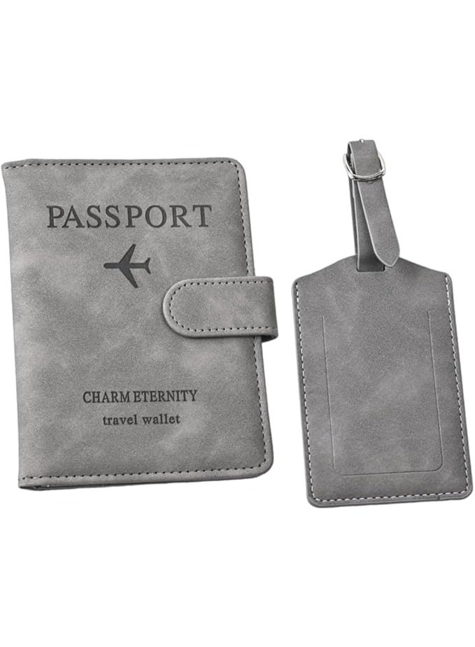 Showday Passport Wallets Travel Holder Set, Honeymoon travel Luggage Tags,Slim Passport Case Covers for Wedding Bridal Shower Gift Mr and Mrs Luggage Tags Couples Passport Holder Set (Gray) - Image 1