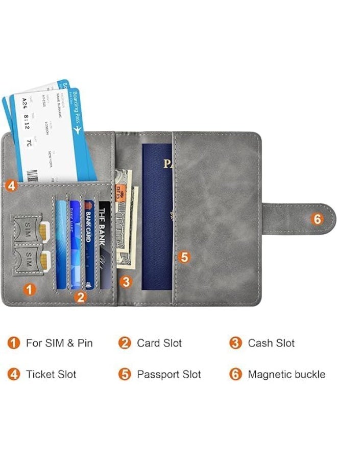 Showday Passport Wallets Travel Holder Set, Honeymoon travel Luggage Tags,Slim Passport Case Covers for Wedding Bridal Shower Gift Mr and Mrs Luggage Tags Couples Passport Holder Set (Gray) - Image 3