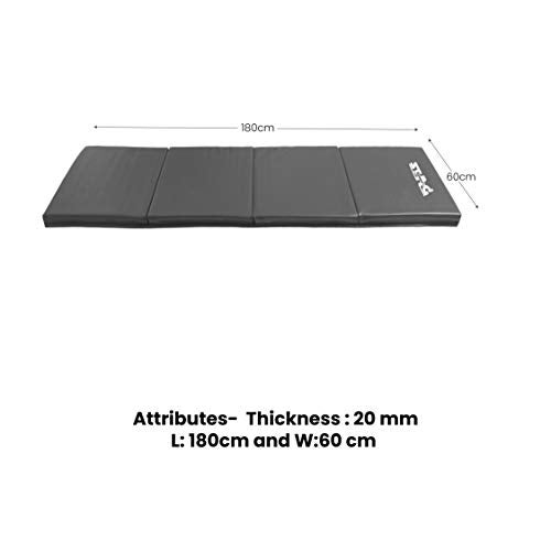 Stag Iconic All-Purpose Foldable Exercise Fitness Mat (180cm x 60cm-20mm)|Crash pad Extra Thick Foam| 4-Way Fold With Carrying Handles-Grey - Image 5