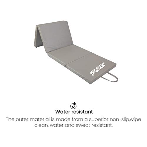 Stag Iconic All-Purpose Foldable Exercise Fitness Mat (180cm x 60cm-20mm)|Crash pad Extra Thick Foam| 4-Way Fold With Carrying Handles-Grey - Image 3