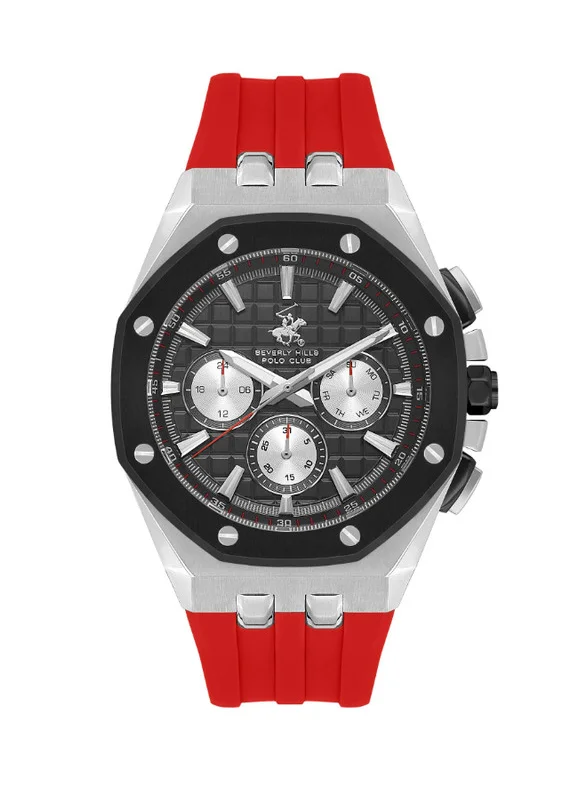 بيفرلي هيلز بولو كلوب Beverly Hills Polo Club BP3624X.358 Men's Multi Function Display Watch & Silicone Strap Red