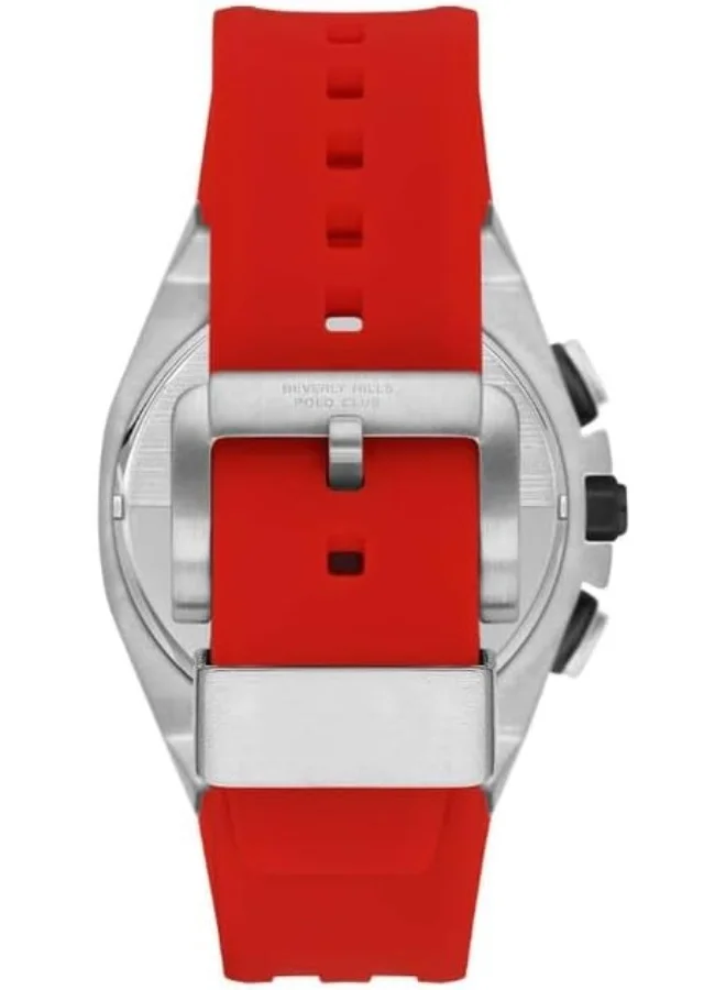 بيفرلي هيلز بولو كلوب BP3624X.358 Men Multi Function Display Watch & Silicone Strap Red