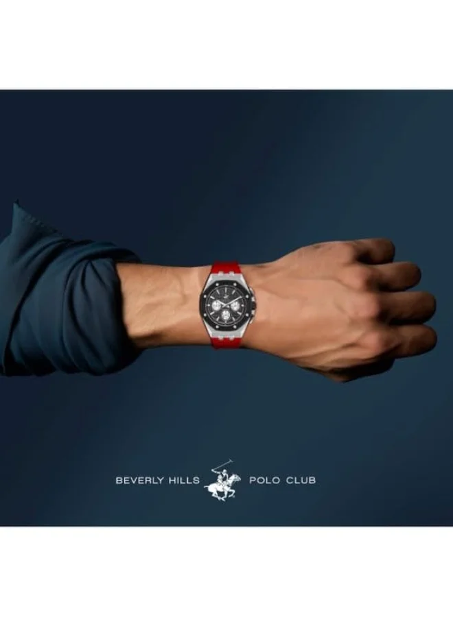 بيفرلي هيلز بولو كلوب BP3624X.358 Men Multi Function Display Watch & Silicone Strap Red