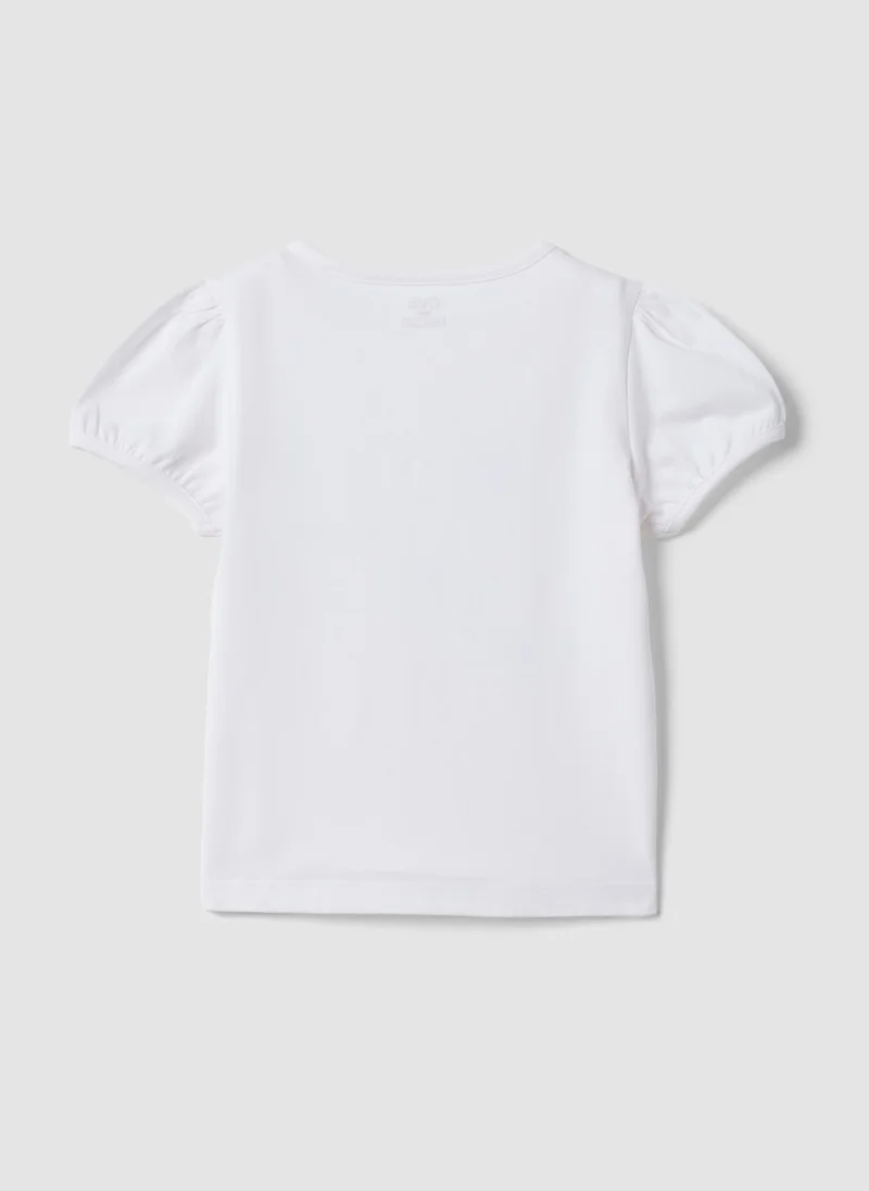 Ovs OVS White Short-Sleeved Stretch-Cotton T-Shirt