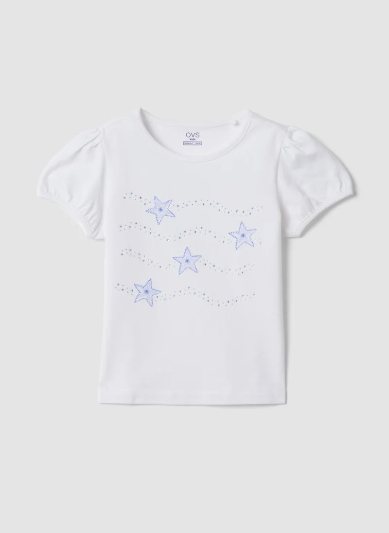 Ovs OVS White Short-Sleeved Stretch-Cotton T-Shirt