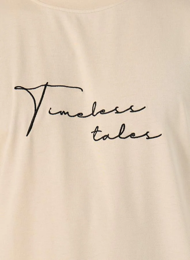 Styli Cotton Rich Oversized Embroidered Timeless Tales T-Shirt