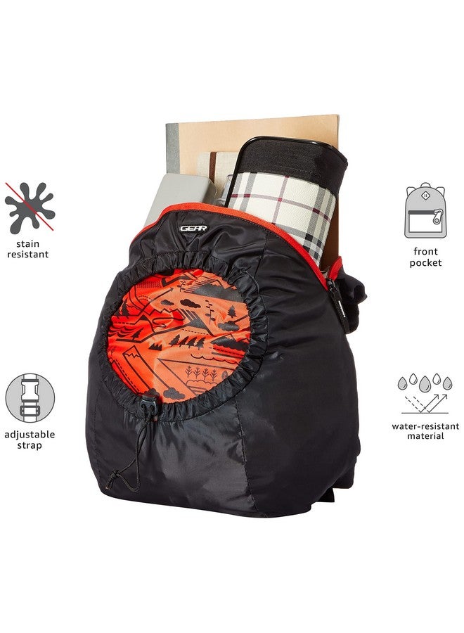 Gear CarryOn 16L Foldable Water Resistant School Bag/Hiking Daypack/Backpack/College Bag for Men/Women (Black-Orange) - Image 2