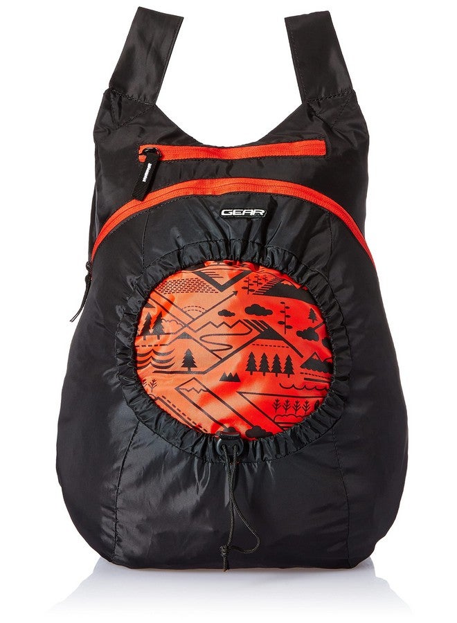 Gear CarryOn 16L Foldable Water Resistant School Bag/Hiking Daypack/Backpack/College Bag for Men/Women (Black-Orange) - Image 1