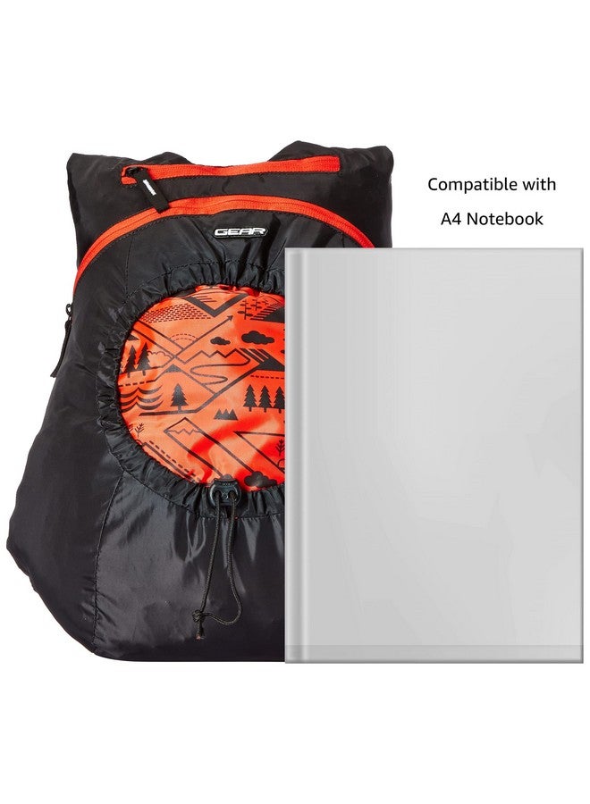 Gear CarryOn 16L Foldable Water Resistant School Bag/Hiking Daypack/Backpack/College Bag for Men/Women (Black-Orange) - Image 3