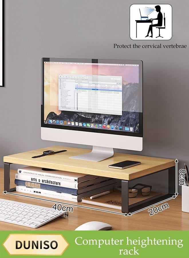 DUNISO Monitor Stand Riser, Multifunctional Desktop Storage Rack, Stable Load Bearing, Suitable For Laptops, Computers, Televisions, Screens, Etc, Pc, Printer, Used For Home Office And Dormitory，40*20*8cm - Image 1
