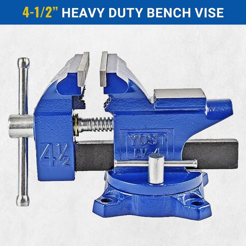 Yost Tools Yost Vises LV-4 Homeowner's Vise | 4.5 Inch Jaw Width with a 3 Inch Jaw Opening Home Vise | Secure Grip with Swivel Base | Blue - Image 2