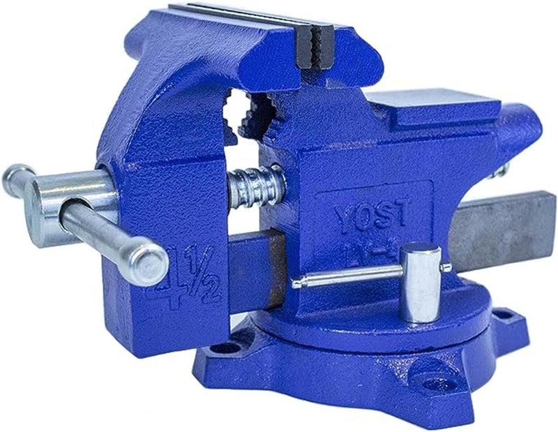 Yost Tools Yost Vises LV-4 Homeowner's Vise | 4.5 Inch Jaw Width with a 3 Inch Jaw Opening Home Vise | Secure Grip with Swivel Base | Blue - Image 1