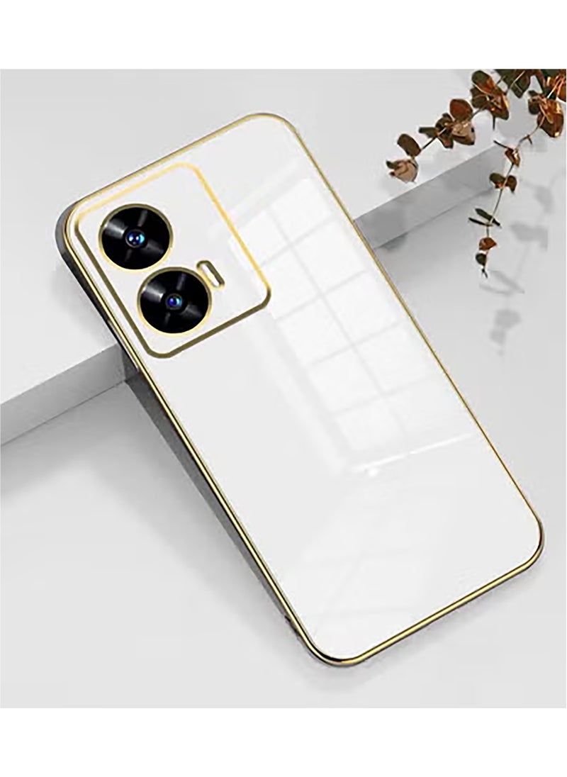 Generic - Compatible with Moto Edge 50 Fusion cover, smooth veneer gold plated chrome, white Thin and smooth shock-proof full protection Moto Edge 50 Fusion case -white - Image 1
