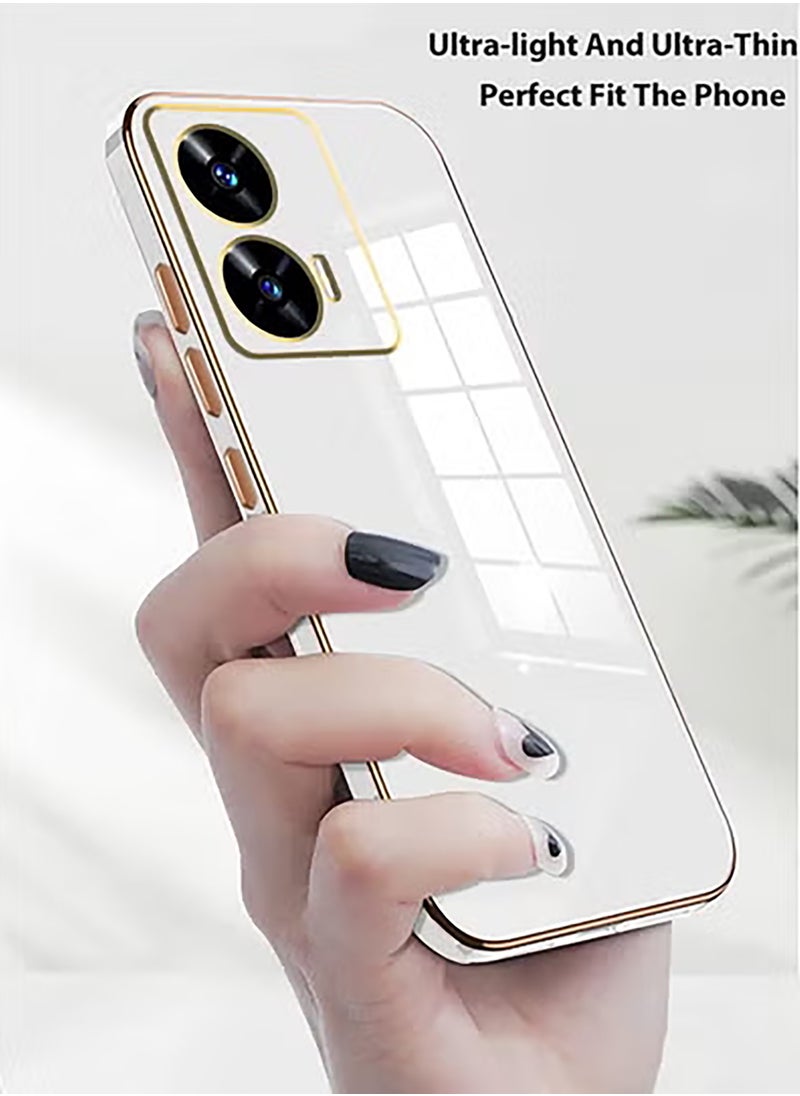 Generic - Compatible with Moto Edge 50 Fusion cover, smooth veneer gold plated chrome, white Thin and smooth shock-proof full protection Moto Edge 50 Fusion case -white - Image 1