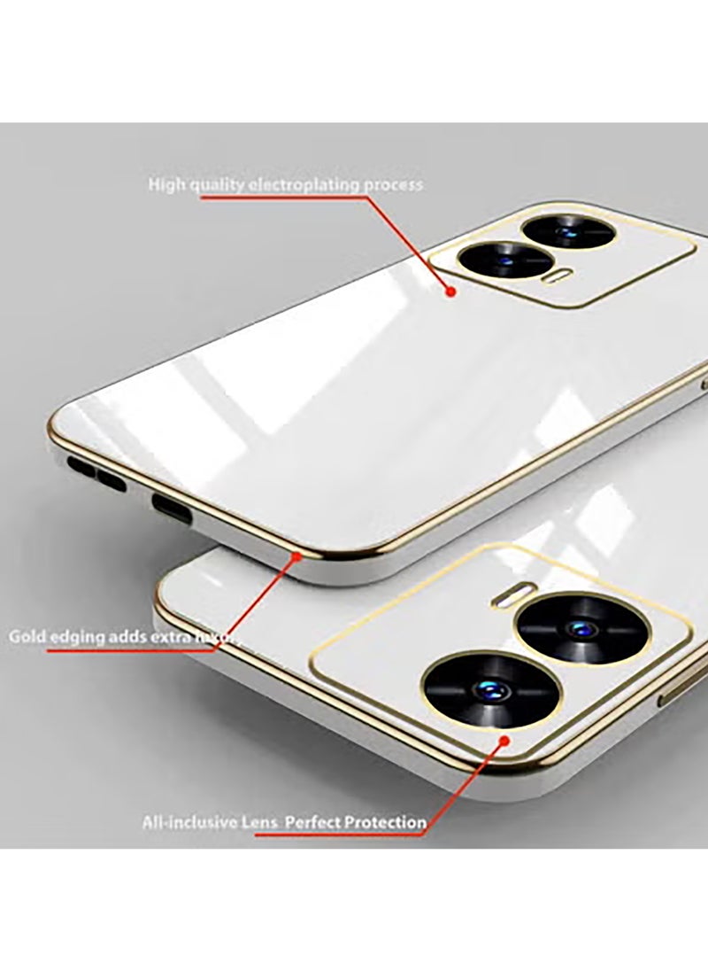 Generic - Compatible with Moto Edge 50 Fusion cover, smooth veneer gold plated chrome, white Thin and smooth shock-proof full protection Moto Edge 50 Fusion case -white - Image 1
