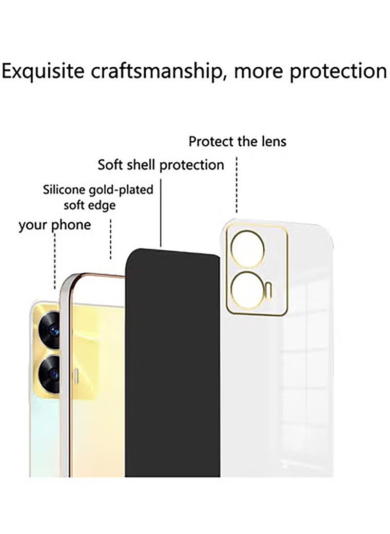 Generic - Compatible with Moto Edge 50 Fusion cover, smooth veneer gold plated chrome, white Thin and smooth shock-proof full protection Moto Edge 50 Fusion case -white - Image 1