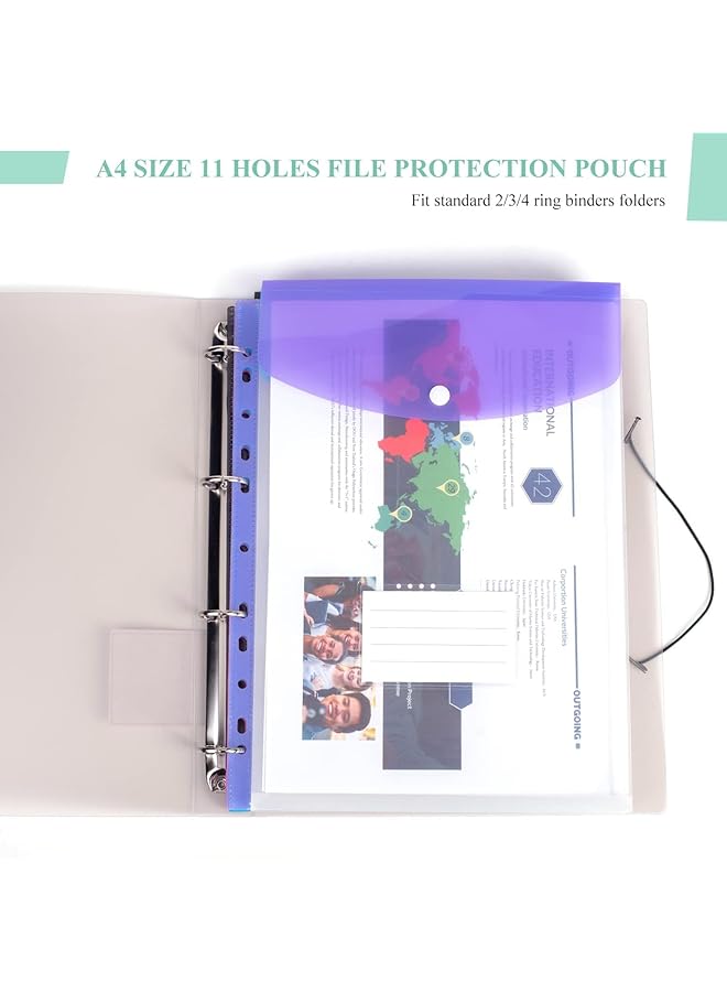 erorex 12Pcs Expandable A4 Plastic Wallets Folders Document Files Popper Wallets With Button Plastic Wallets A4 Punched Pockets Closure And Lable Pocket For Home Office And School Files Six Col - Image 5