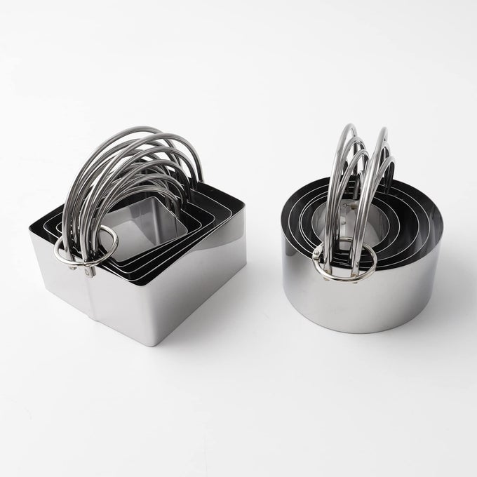 COOKIE CUTTERS SET OF 10 5 SIZES ROUND AND 5 SIZES SQUARE STAINLESS STEEL BISCUIT CUTTERS WITH HANDLES