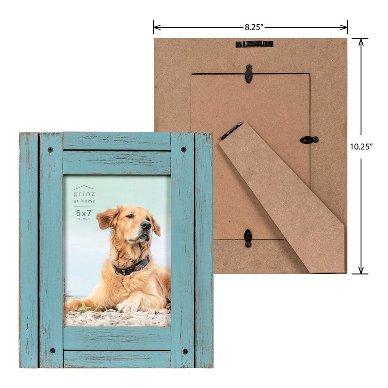 Prinz Homestead 5 x 7 Blue Distressed Wood Frame, Coastal Decor Hand-Distressed Wood Rustic Picture Frame, Two-Way Easel, Can Be Wall-Mounted, 8.27 x 10.24 x .59 Inches - Image 4