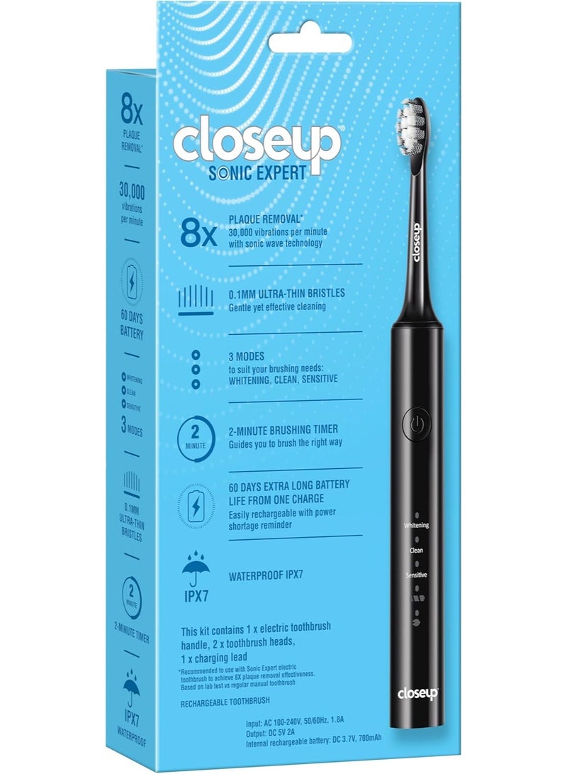 Closeup Sonic Expert Black Rechargeable Toothbrush - Image 2