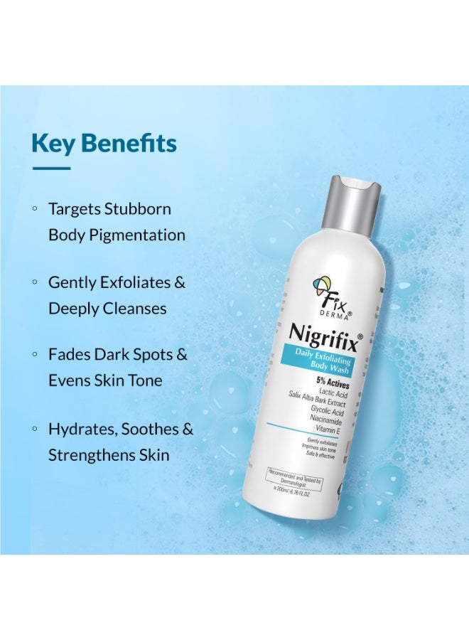 FIXDERMA كريم فيكسدرما نيغريفيكس 50 جرام + غسول الجسم المقشر 5% 200 مل | كريم لتفتيح الإبطين، الرقبة الداكنة، الكاحلين، المفاصل والمرفقين | جل استحمام مقشر للنساء والرجال - Image 2
