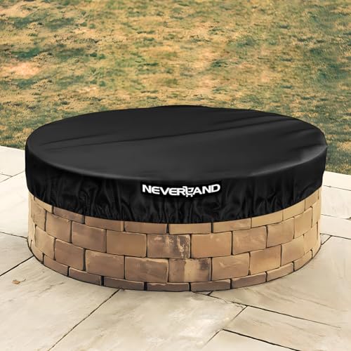 NEVERLAND Round Fire Pit Cover for InGround Fire Pits 5257 Inch Heavy Duty 600D Waterproof Outdoor Firepit Cover Fits BuiltIn Stone Fire Pits Black - Image 1