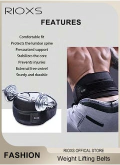 RIOXS Weight Lifting Belt And Sports Wrist Bands, Adjustable Weightlifting Belt Set For Men And Women, Bodybuilding Belt, Exercise Black Belt, Workout Belt, Gym Strap And Sports Wrist Guard  - Image 4