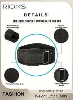 RIOXS Weight Lifting Belt And Sports Wrist Bands, Adjustable Weightlifting Belt Set For Men And Women, Bodybuilding Belt, Exercise Black Belt, Workout Belt, Gym Strap And Sports Wrist Guard  - Image 5