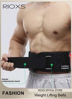 RIOXS Weight Lifting Belt And Sports Wrist Bands, Adjustable Weightlifting Belt Set For Men And Women, Bodybuilding Belt, Exercise Black Belt, Workout Belt, Gym Strap And Sports Wrist Guard  - Image 2