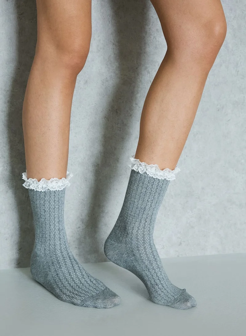 VERO MODA 3 Pack Lace Ruffle Socks