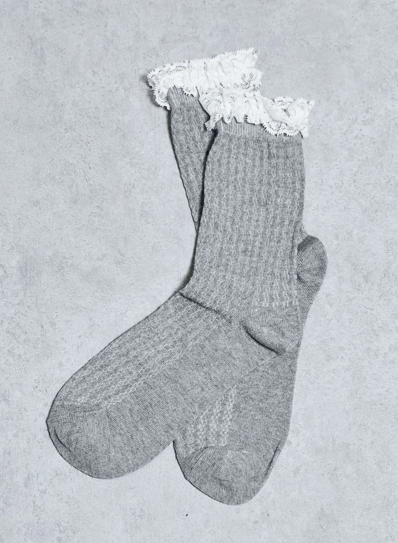 VERO MODA 3 Pack Lace Ruffle Socks