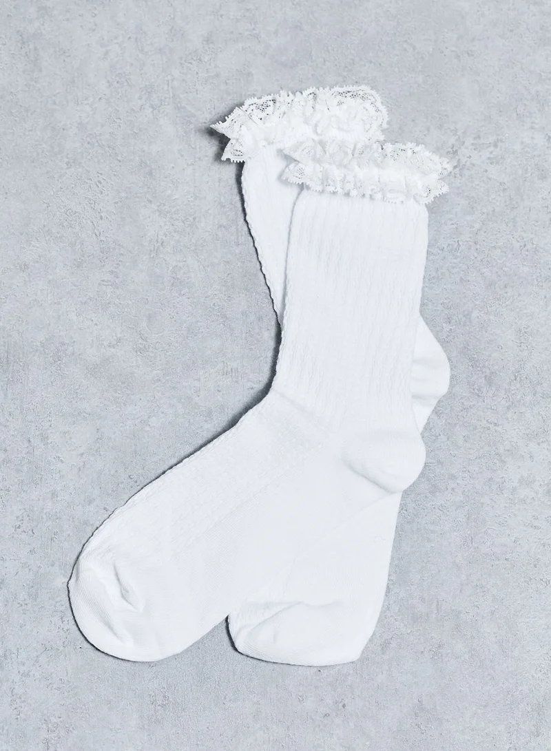 VERO MODA 3 Pack Lace Ruffle Socks