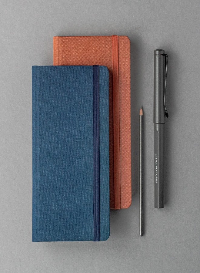 Kitabby – Linen Series – A6 Size – Hard Bound Pocket Notebook with Elastic Band – 192 Pages – 80gsm Natural Shade Paper – Linen Fabric Cover Material – Pack of 2 – (Brown + Navy Blue) - Image 3