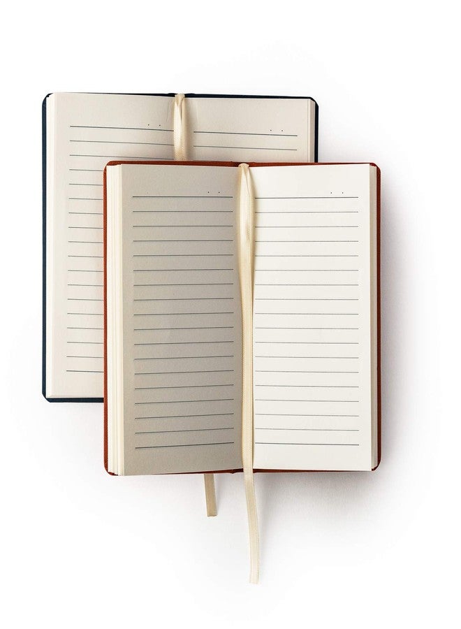 Kitabby – Linen Series – A6 Size – Hard Bound Pocket Notebook with Elastic Band – 192 Pages – 80gsm Natural Shade Paper – Linen Fabric Cover Material – Pack of 2 – (Brown + Navy Blue) - Image 5