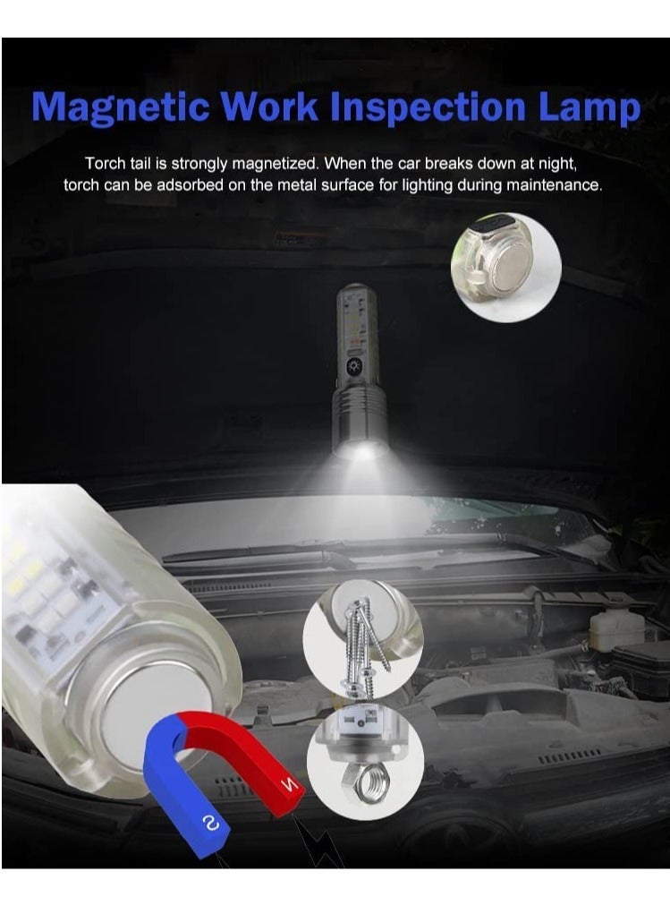 Generic Powerful Torches LED Super Bright Rechargeable 500 Lumens with Red Blue UV Light - Mini Pocket Torch 8 Modes Multifunctional Magnetic Zoomable Flashlight for Emergency, Outdoor Camping Hiking Gift  - Image 4