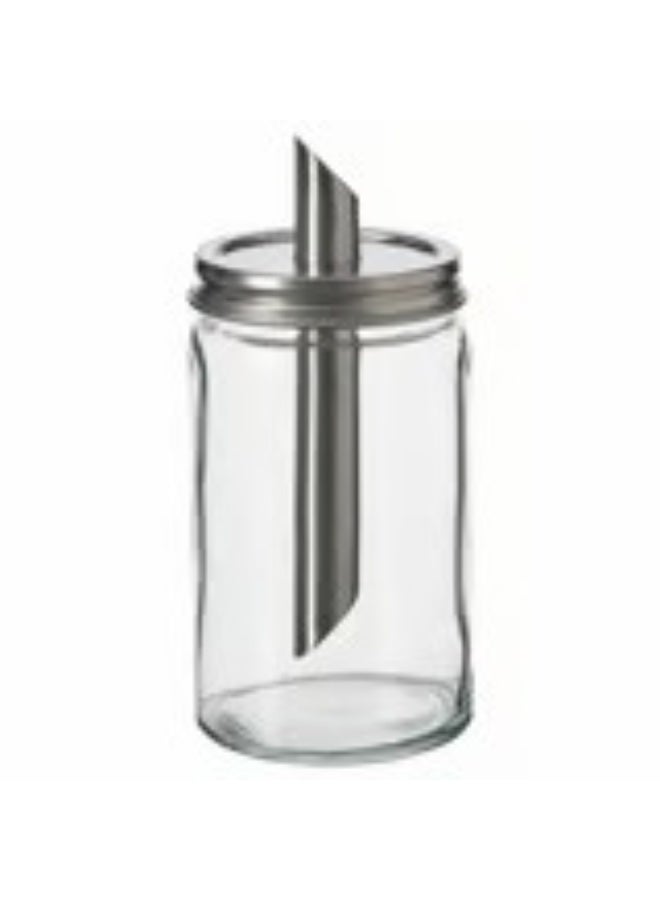 Sugar shaker clear glass stainless steel 15 cm - Image 1