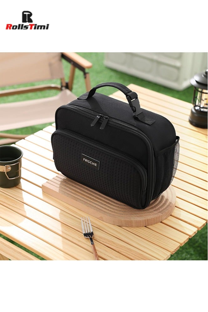 RollsTimi  Lunch Bag for Women/Men,Insulated Lunch Box Soft Cooler Cooling Tote,Small Lunch bag for work,Adult Lunch Box,Reusable Leakproof Lunch Bag with Mesh Bag,Black - Image 2