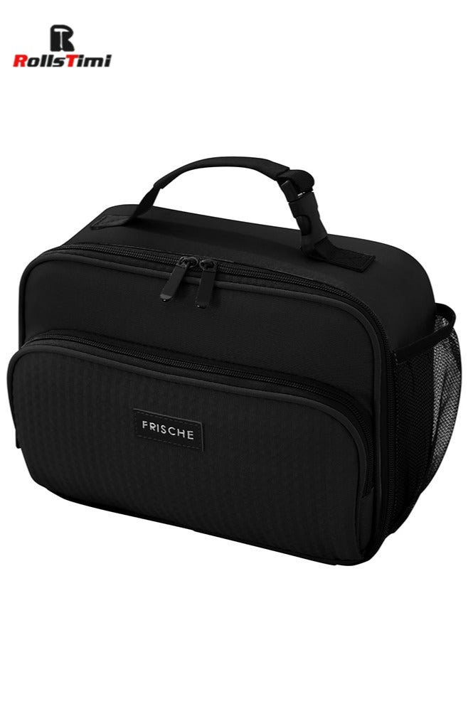 RollsTimi  Lunch Bag for Women/Men,Insulated Lunch Box Soft Cooler Cooling Tote,Small Lunch bag for work,Adult Lunch Box,Reusable Leakproof Lunch Bag with Mesh Bag,Black - Image 5