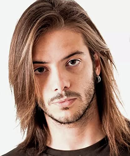 Tseses Mens Long Brown Wig Straight Brown Side Part Wig Synthetic Heat Resistant Hair Wigs Male Guys Daily Party Costume Halloween Use - Image 5