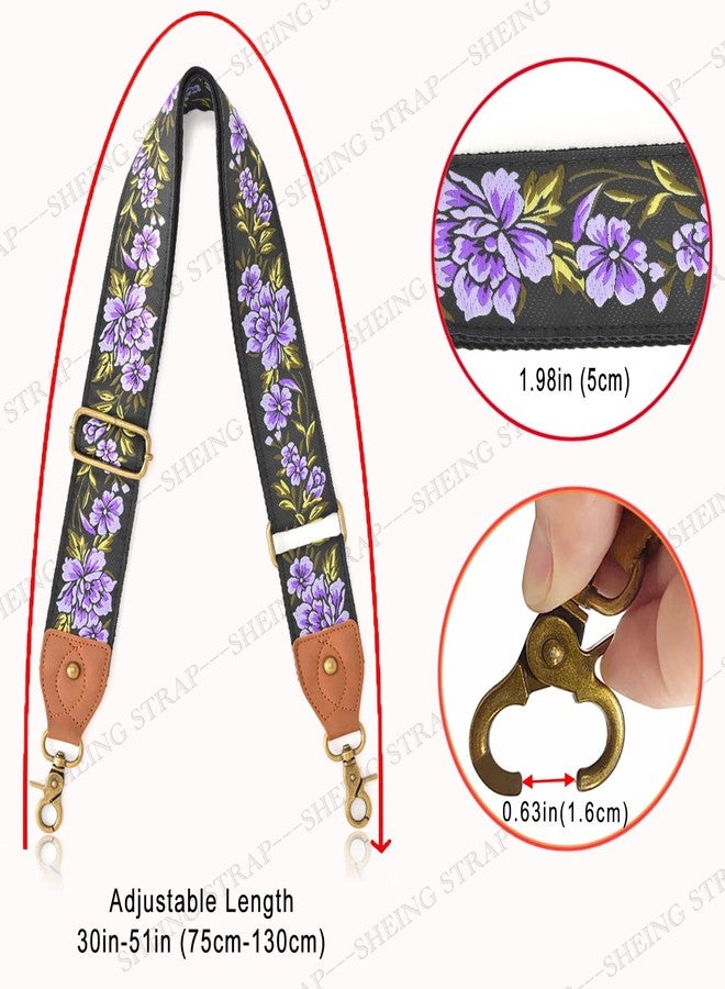 SHEING Purse Straps Replacement Crossbody Handbag Adjustable Jacquard Embroidery Wide Guitar Strap-09 - Image 4
