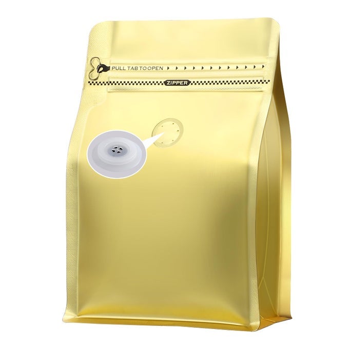 COFFEE BAGS WITH VALVE50PCS8OZ GOLDEN HIGH BARRIER ALUMINUMED FOIL FLAT BOTTOM STANDING COFFEE BEANS STORAGE BAGSREUSABLE HEAT SEALABLE SIDE ZIPPER POUCHES FOR HOME OR STORE