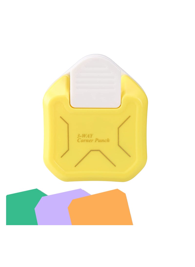 SYOSI Corner Cutter 3 in 1 Hole Punch 5mm 10mm 15mm 3-Way Flat Angle for Paper Craft DIY Projects Photo Card Making and Scrapbooking Crafting Handmade Activity Yellow - Image 1