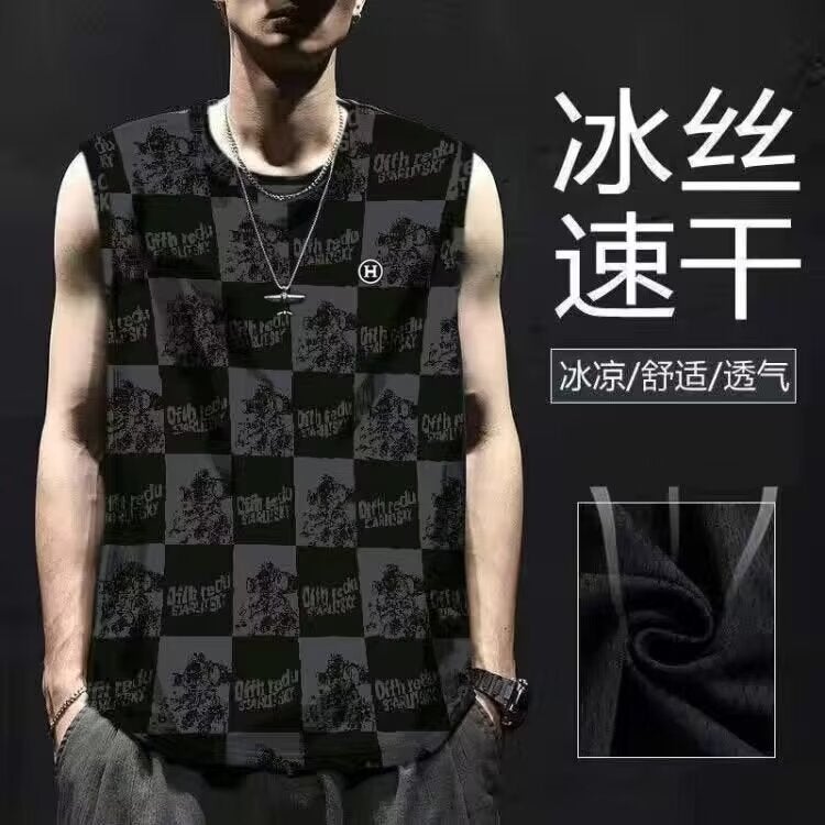 Men'S Sleeveless Vest Fashionable Loose Casual Waistcoat Thin Breathable T-Shirt Men'S Wear - Image 3