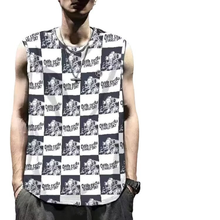 Men'S Sleeveless Vest Fashionable Loose Casual Waistcoat Thin Breathable T-Shirt Men'S Wear - Image 4