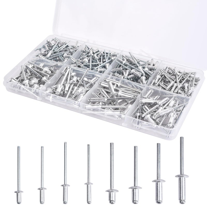 Allwin Pop Rivets Assortment Kit - 200 Pcs Aluminum Blind Rivets,8 Sizes - Image 1