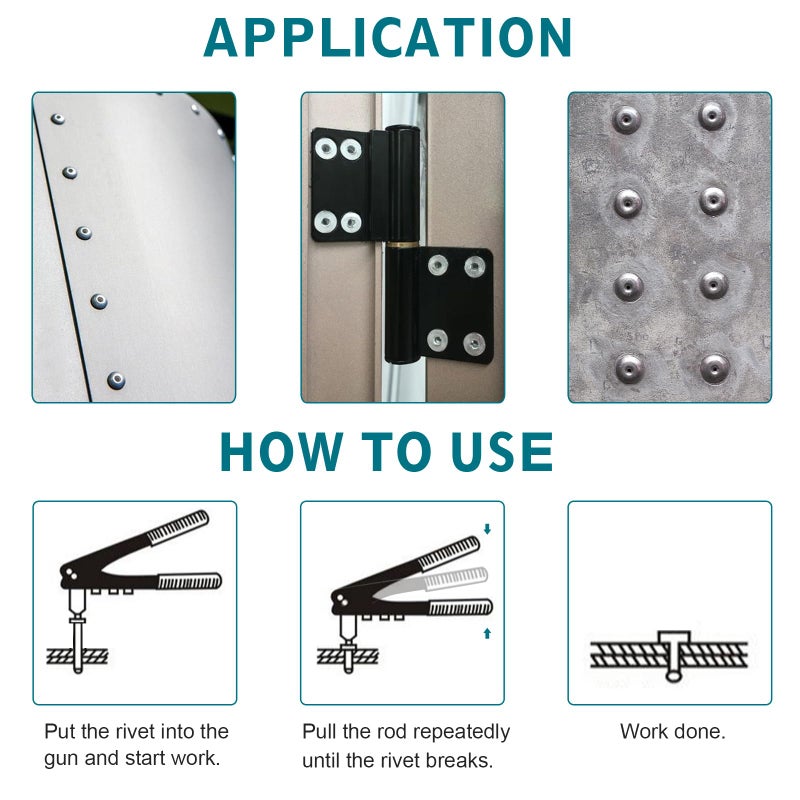 Allwin Pop Rivets Assortment Kit - 200 Pcs Aluminum Blind Rivets,8 Sizes - Image 5