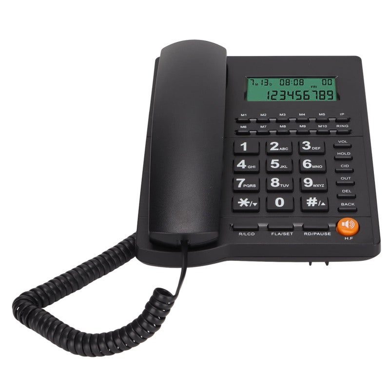 Corded Telephone LCD Adjustable Brightness Caller ID Display Function - Real Time Date Week Display 50 Groups Call Record for Office Desktop - Image 4