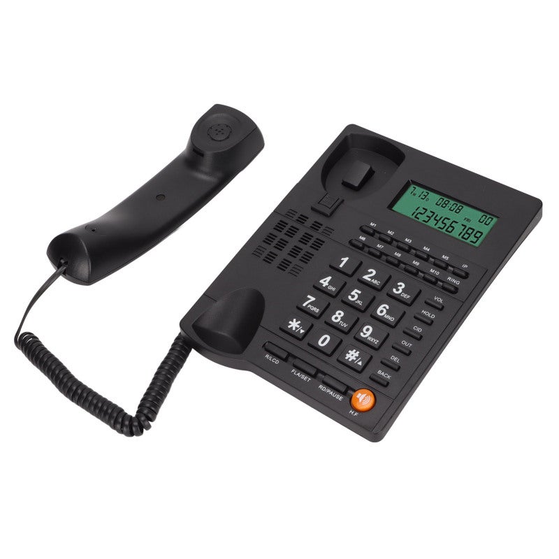 Corded Telephone LCD Adjustable Brightness Caller ID Display Function - Real Time Date Week Display 50 Groups Call Record for Office Desktop - Image 5